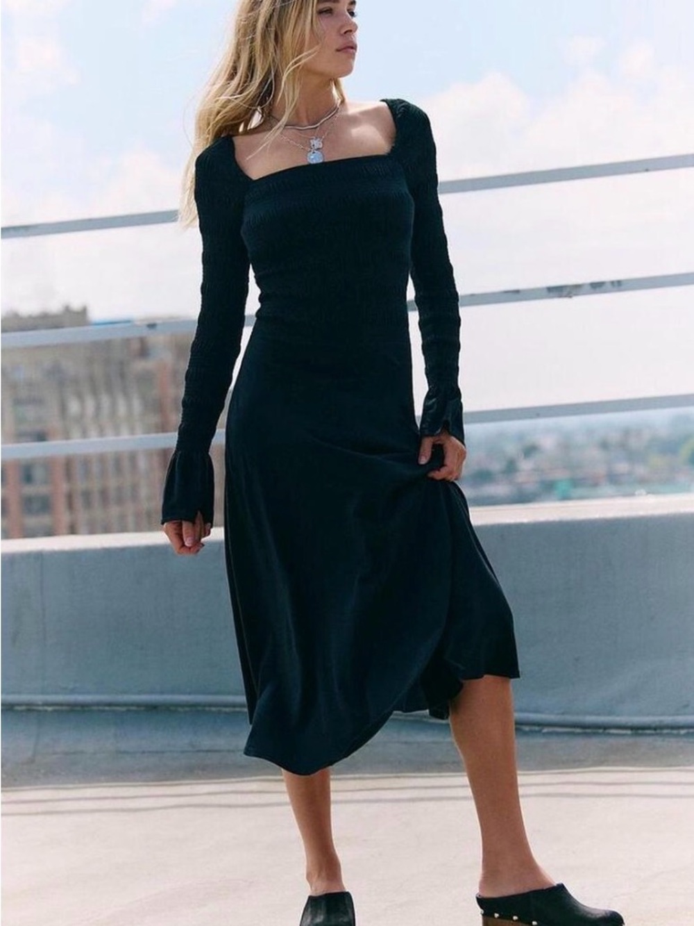 NWT Free People Kiera Midi Dress in Black